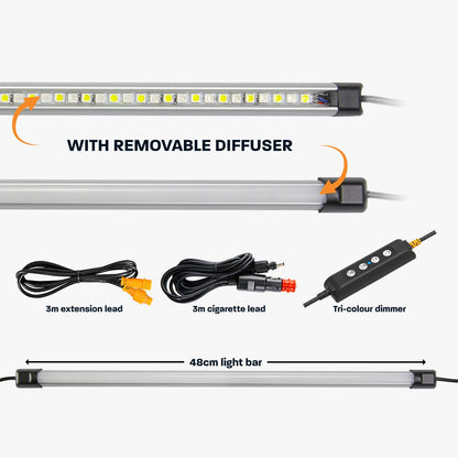 HardKorr 48CM Tri Colour LED Light Bar Kit With Diffuser