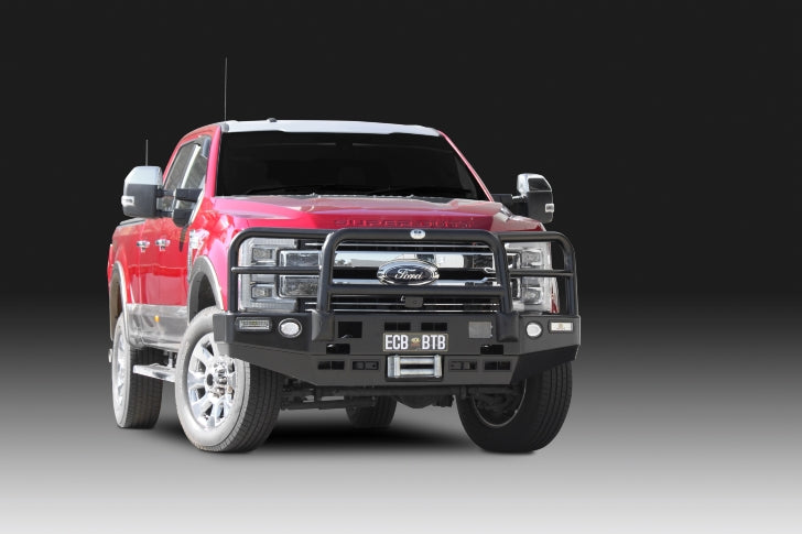ECB Big Tube Bull Bar Winch Compatible with Bumper Lights - Ford F250 and F350 Models 2018+