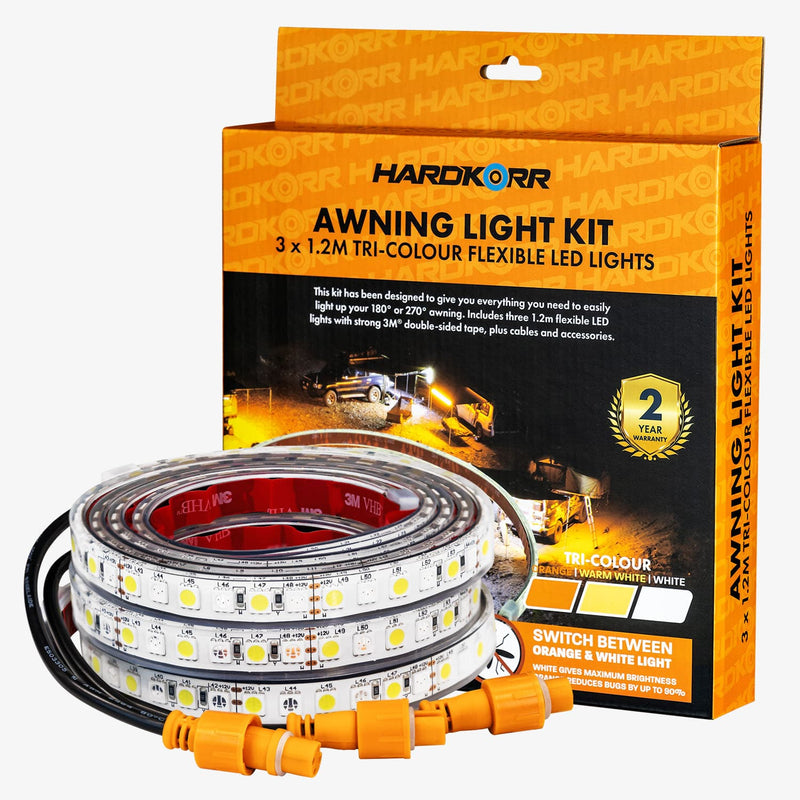 Hardkorr 3 x 1.2m Strip Tri Colour LED Awning Light Kit