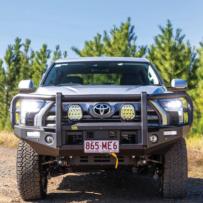 TJM driving lights mounted on a 4WD bullbar