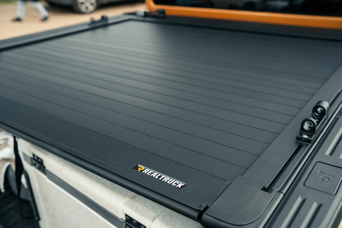 Close-up of Mountain Top electric roll cover on Ford Ranger