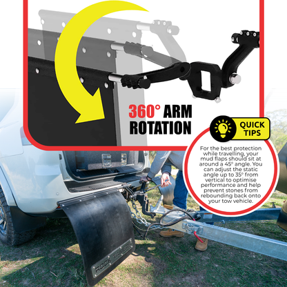 Rock Tamers adjustable arms rotate through 360 degrees