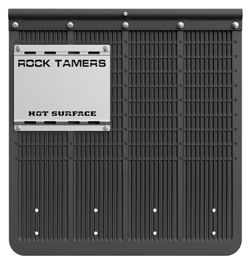 Rock Tamers heat shield fitted to the back of a mudflap