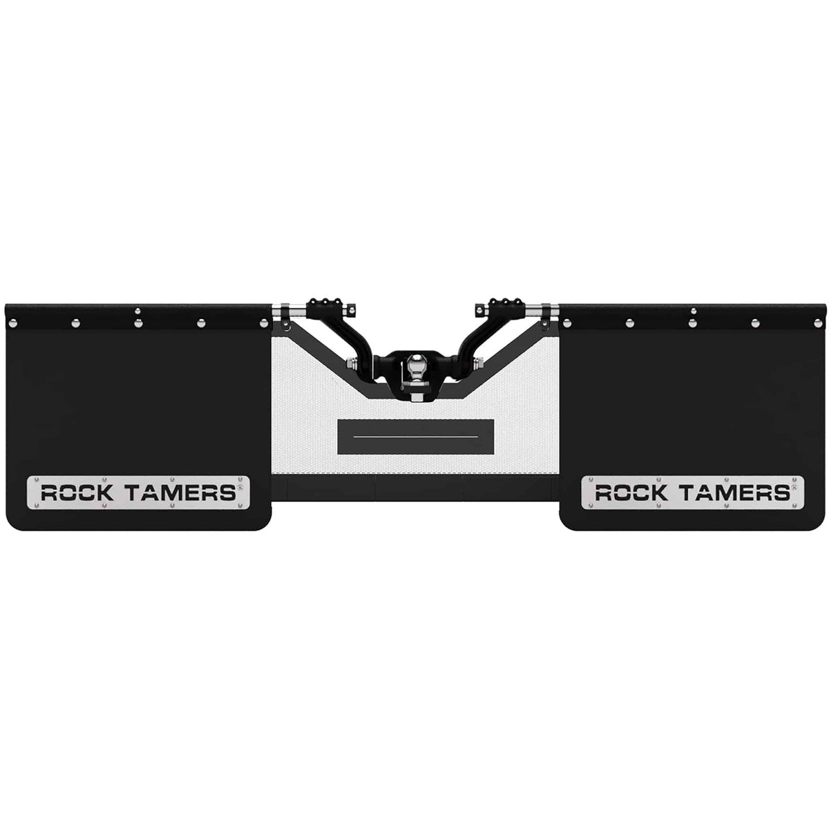 Rock Tamers mudflap system with rock screen mesh installed