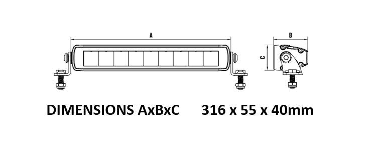 Roadvision 13” LED Light Bar Stealth S40 10-30V 12x3W 49W 3218lm Combo Beam TMT IP69K Distance - RBL4013SC, image 2