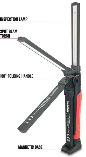Roadvision LED Foldable Inspection Lamp 700lm + Torch Magnetic/Hook Dimmable USB-C Charge - RHL7700, image 2
